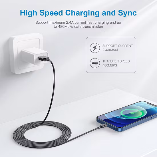 Cable de teléfono móvil para iPhone iPad Cable de carga USB para dispositivos Ios Cable de carga rápida Cable de datos USB Cable al por mayor de fábrica